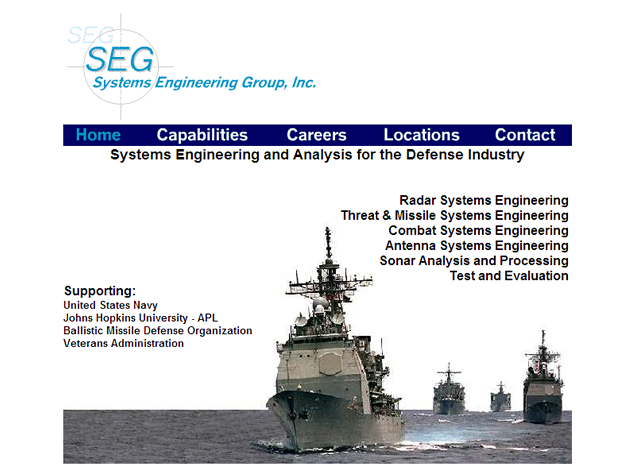 screenshot of defense engineering site designed by Lauren Brush